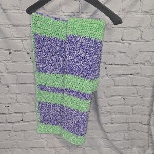 Handmade Green and Purple Crochet Baby Blanket